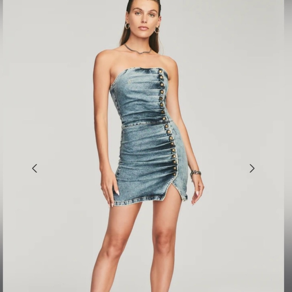 Denim Strapless Button-Up Dress